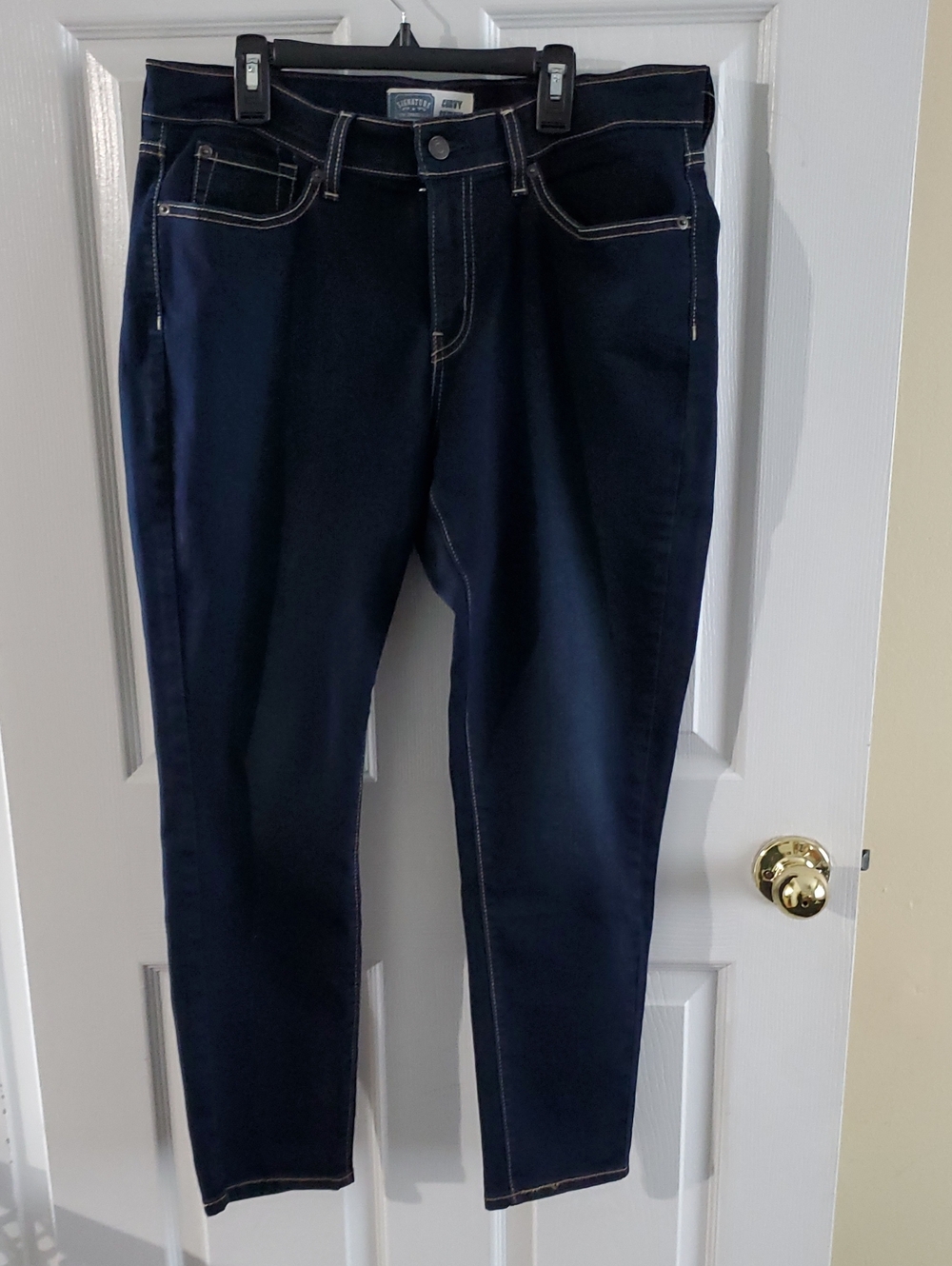 Women’s Navy Skinny Jeans with Contrast Stitching - Unbranded